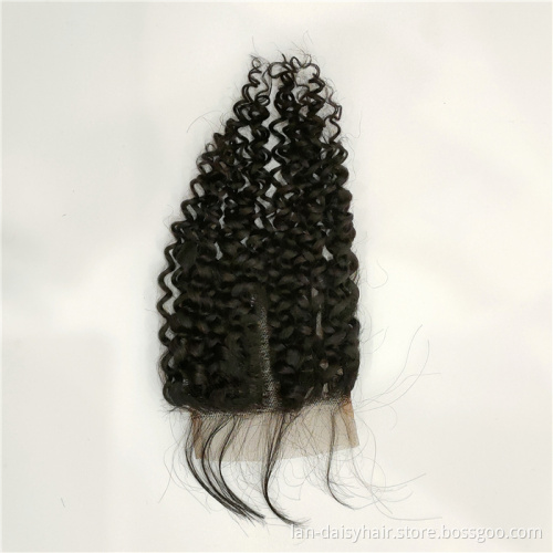 T Part by hand made 100% Human Hair Good Quality  Toupee  Wholesale Jerry Curly  4*4 half hand made Closure